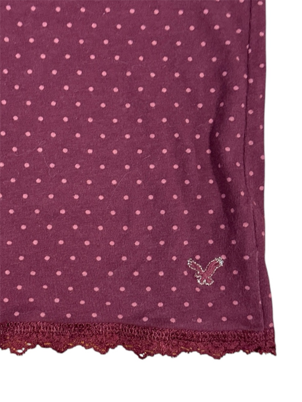 American Eagle Outfitters Burgundy Polka Dot Lace Trim Cami - Picture 5 of 10